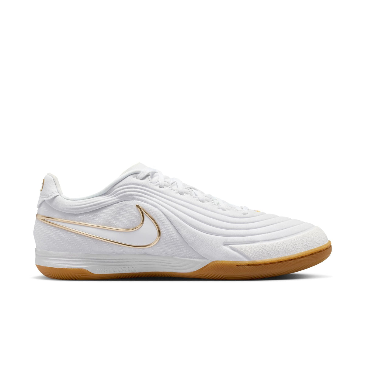 Nike Tiempo Reactgato IN Indoor/Court Low-Top Soccer Shoes - White/Metallic Gold