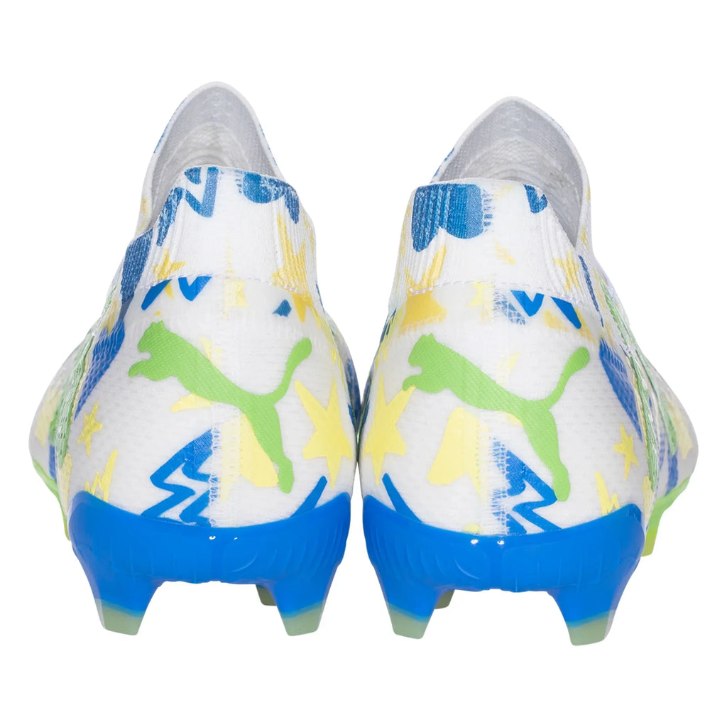 Puma Future Ultimate NJR FG/AG Soccer Cleat - White/Racing Blue/Lemon Meringue/Parakeet Green