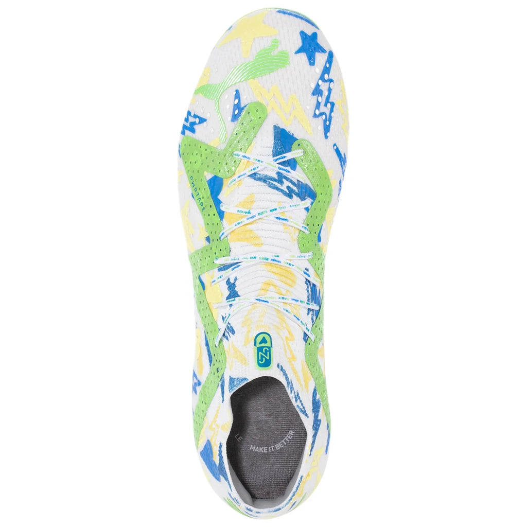 Puma Future Ultimate NJR FG/AG Soccer Cleat - White/Racing Blue/Lemon Meringue/Parakeet Green